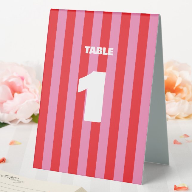 Fette Typografie, rosa und rote Hochzeit Tischaufsteller (In Situ (Hochzeit))