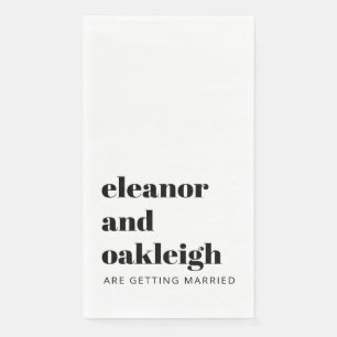 Fette Typografie Schwarz und Weiß Moderne Hochzeit Serviette
