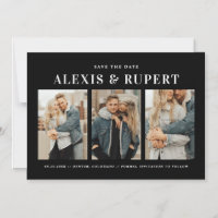 Fette Typografie Schwarze Drei Foto Save-the-Date-