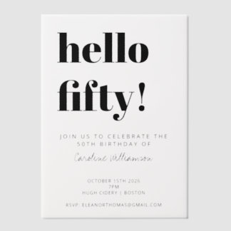Fette Typografie White Modern 50. Geburtstagsparty