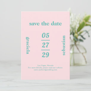 Fette typografische rosa tealfarbene moderne Hochz Save The Date