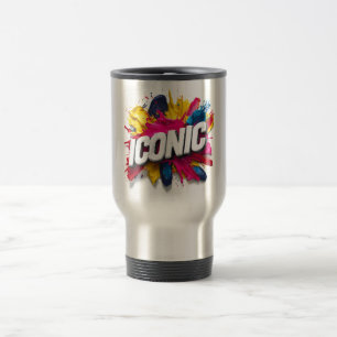 Fette weiße "ICONIC" Textfarbe Spritzlackierung Reisebecher