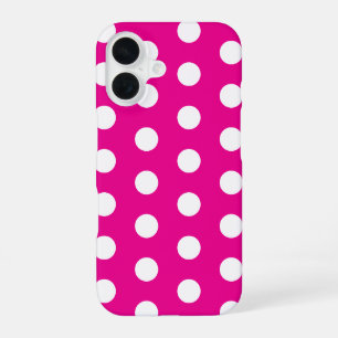 Fette weiße Punkte auf heißem Pink iPhone 16 Hülle