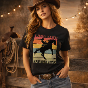 Fette Western-Grafik Cowgirl reitet Pferd Rodeo Wo T-Shirt