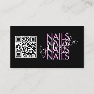 Fette Wimpern Salon Nägel QR Code Pink Schwarz Visitenkarte
