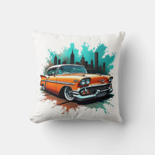 Fetter 1958 Wagen mit Himmel-und Farbspritzer-Desi Kissen