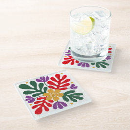 Fetter abstrakter Untersetzer im floralen Matisse-