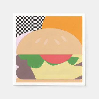 Fetter Burger Kariert Pink Orange Schwarz Serviette