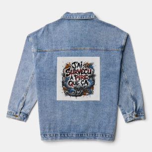 Fetter französischer Biker-Spruch – Graffiti Jeansjacke