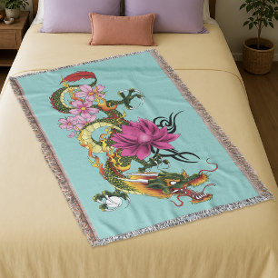 Fetter Grüner Chinesischer Drache Lotus Türkis Tat Decke
