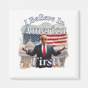 Fetter Hart Retro Politisches Motto Amerika First  Magnet