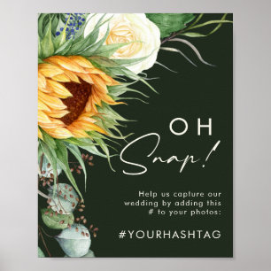 Fetter Land Sonnenblume Dunkelgrün Oh Snap Hashtag Poster