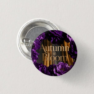 Fetter Lila Floralborder Herbst Statement Design Button