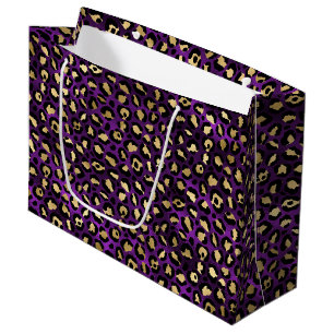 Fetter lila Leopardenprint Glamouröses Tiermuste Große Geschenktüte