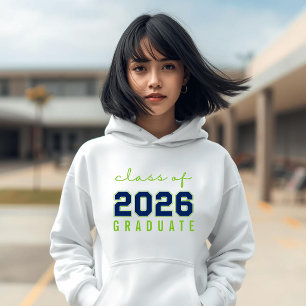 Fetter Minimalistischer Blau-Grüner Absolvent des  Hoodie