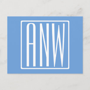 Fetter moderner 3-Anfangs-Monogramm Sanftes Blau Postkarte