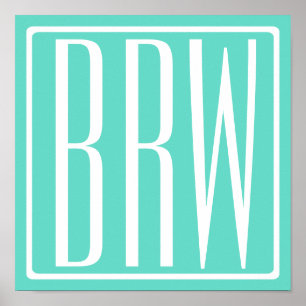 Fetter moderner 3-Initialen-Monogramm Weiß auf A Poster