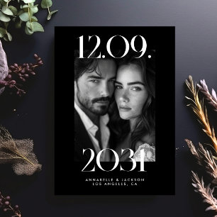 Fetter moderner großer Hochzeitsdatum-Schwarz-Foto Save The Date
