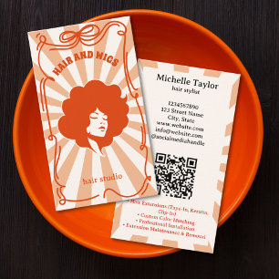 Fetter Retro-Friseur Whimsical Doodle Rosa Rot Visitenkarte