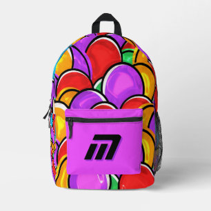 Fetter Retro-Wellen-Pop-Art-Individual-Monogramm-R Bedruckter Rucksack