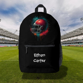 Fetter roter grüner Football-Helm Druck-Näh-Tasche Bedruckter Rucksack