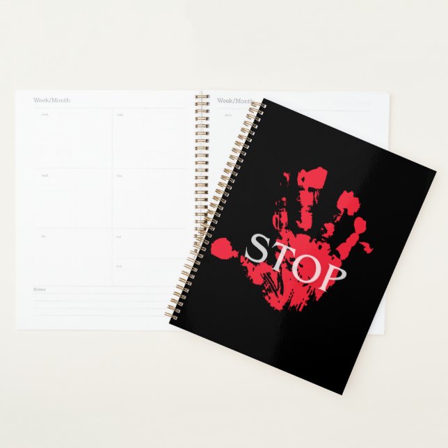 Fetter roter Handabdruck "STOP" Warnsymbol – Activ Planer (Anzeige)