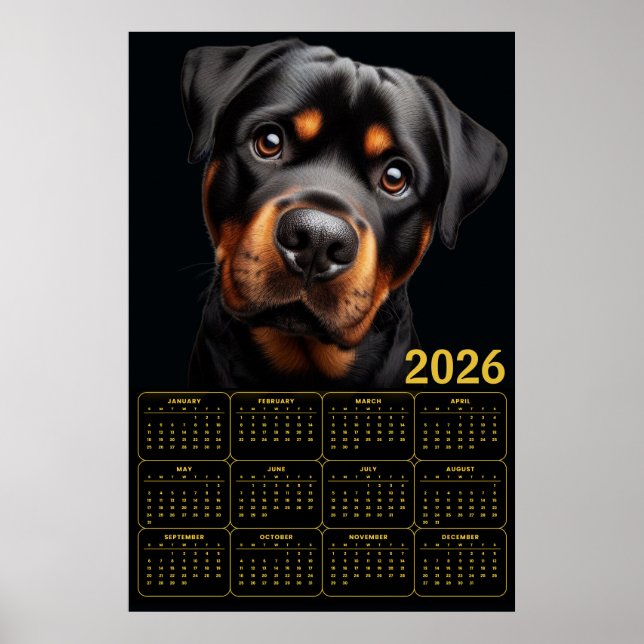 Fetter Rottweiler 2026 Kalender Poster (Vorne)