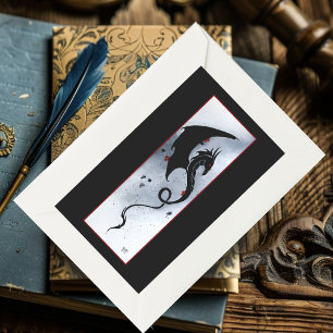 Fetter Schwarzer Stammes-Drache Rot Blaue Blumen Rechteckiger Aufkleber