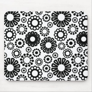 Fetter schwarzer weißer Retro-einfacher Blumenpunk Mousepad