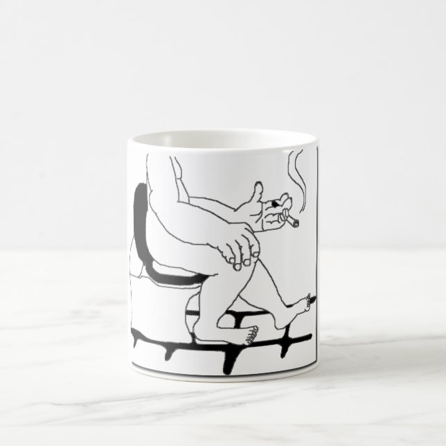 Fetter Typ, der auf der Toiletten-Comic Manga Art Kaffeetasse (Mittel)