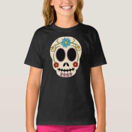 Fetter Zuckerschädel-langes Hülsen-Shirt T-Shirt