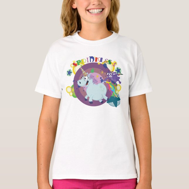 fettes Einhorn auf dem Lauf T-Shirt (Vorderseite)