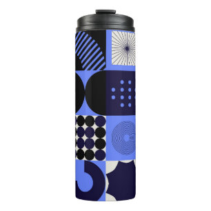 Fettes geometrisches Bauhaus-Retrofuturistisches M Thermosbecher