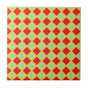 Fettes geometrisches Diamantmuster Retro Rot Gel Fliese