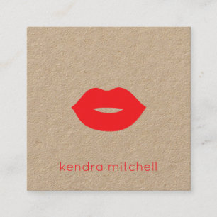 Fettes minimalistisches rotes Lippen-Logo Makeup-A Quadratische Visitenkarte