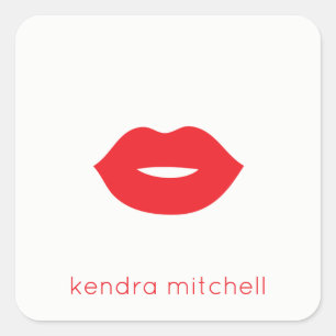 Fettes Minimalistisches Rotes Lippen-Logo Makeup A Quadratischer Aufkleber