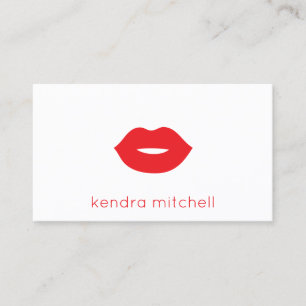 Fettes Minimalistisches Rotes Lippen Logo Makeup-A Visitenkarte
