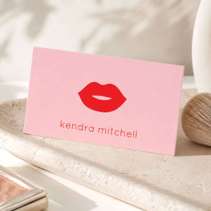 Fettes minimalistisches rotes Lippen-Logo Makeup-A Visitenkarte
