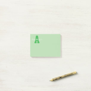 Fettes modernes Monogramm   Blass- & Kellygrün Post-it Klebezettel