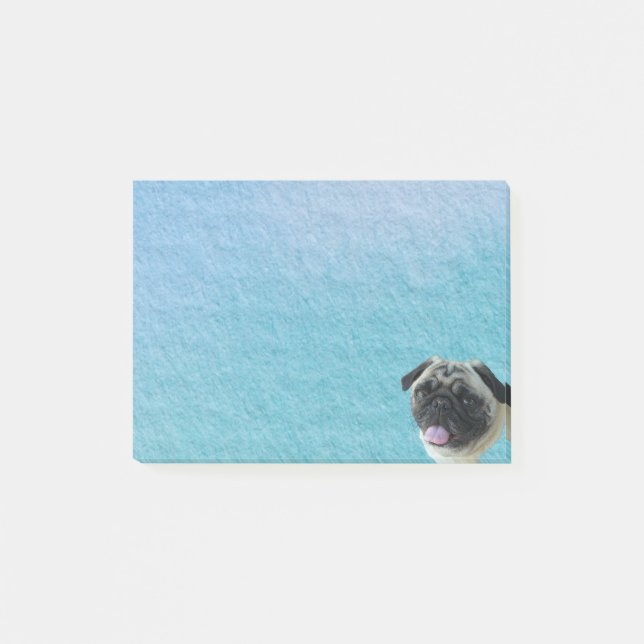 Fettes Mops-Porträt Post-it Klebezettel (Vorderseite)