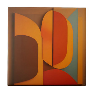 Fettes Retro-Orange Midcentury-Abstrakt Fliese