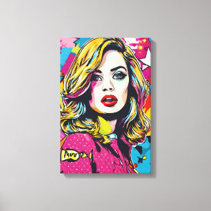 Fettes Retro-Pop-Art-Porträt Leinwanddruck