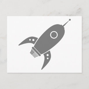 Fettes Retro-Raketenraumschiff Grau Postkarte