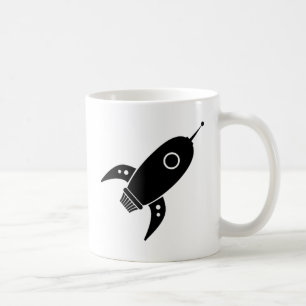 Fettes Retro-Raketenraumschiff Schwarz Kaffeetasse