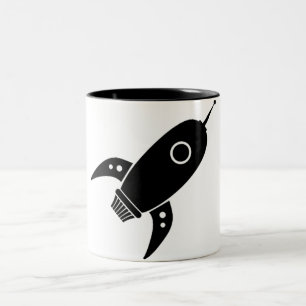 Fettes Retro-Raketenraumschiff Schwarz Zweifarbige Tasse