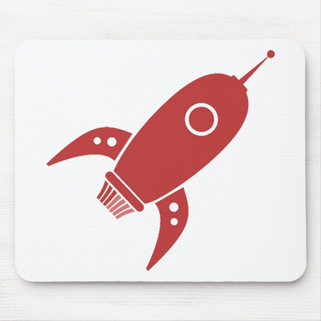 Fettes Retro Rocket-Schiffs-Rot Mousepad (Vorne)