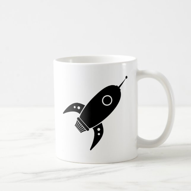 Fettes Retro Rocket-Schiffs-Schwarzes Kaffeetasse (Rechts)
