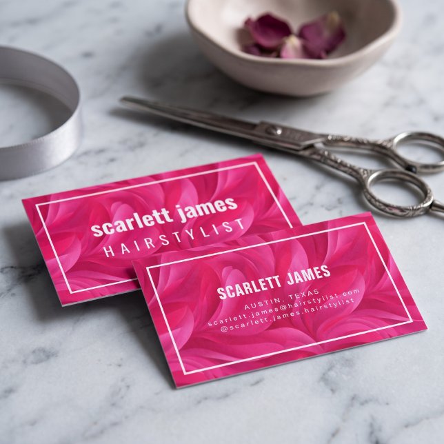 Fettes Rosa Abstract Visitenkarte (Simulated business cards on table)