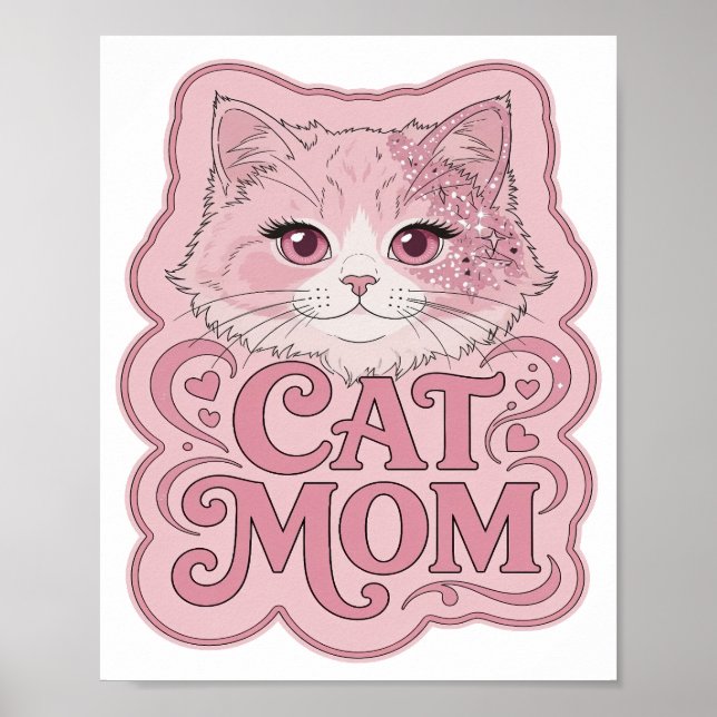 Fettes Rosa CAT MOM Fettes Design Poster (Vorne)