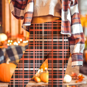 Fettes Rosa, Orange und Schwarzes Herbst-Karomuste Leggings